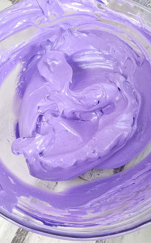 purple swiss buttercream in a bowl