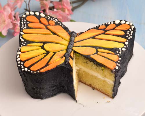 cut monarch butterfly cake
