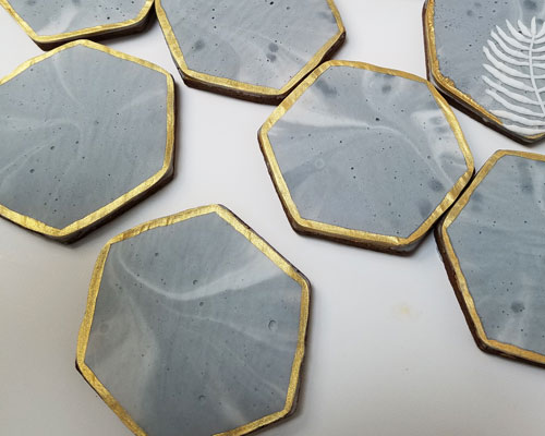 cookies with dried air bubbles in concrete texture royal icing