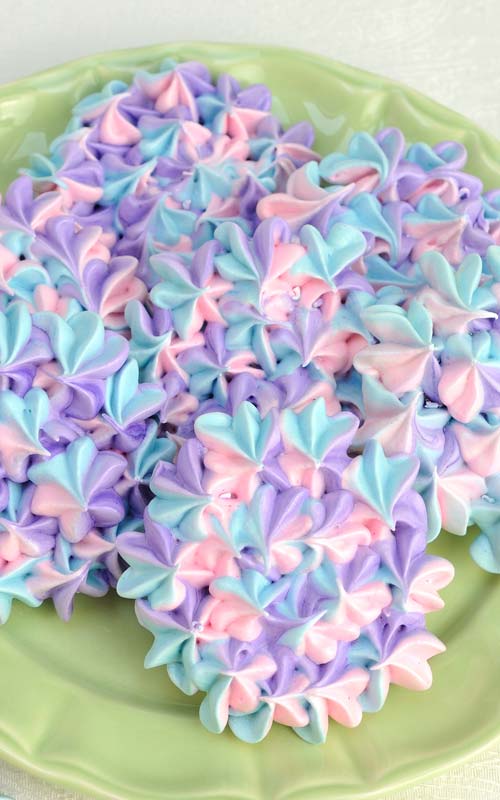 Hydrangea Meringue Cookies