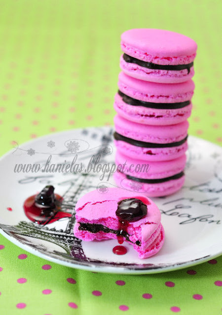 Chocolate Cherry Macarons | Italian Meringue Method