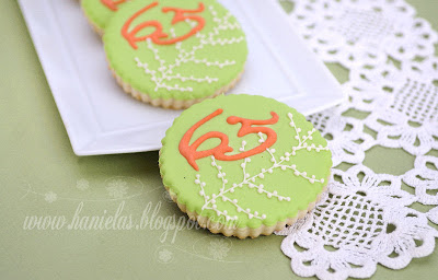 Coral, Green and Ivory Birthday Cookies