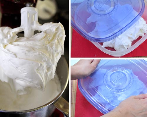 Royal icing in an airtight container.