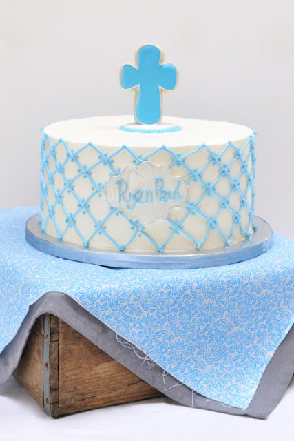 Piped Quilted Baptism Cake