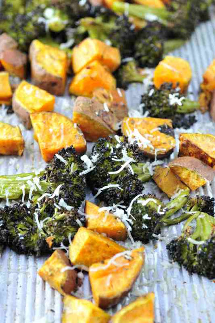 Roasted Herbed Sweet Potatoes and Broccoli