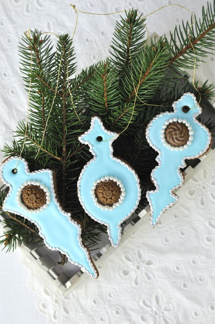 Blue and Silver Gingerbread  Christmas Ornaments