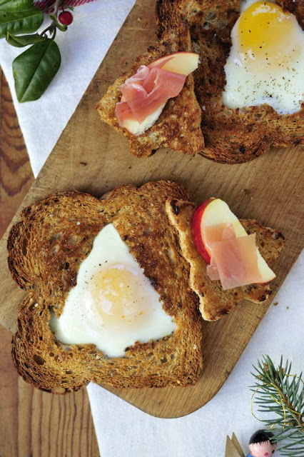 Christmas Egg in a Hole with Apple and Prosciutto