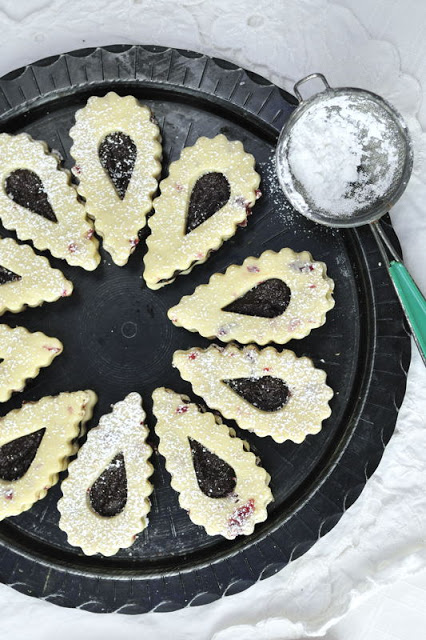 Cranberry Orange Chocolate  Linzer Cookies