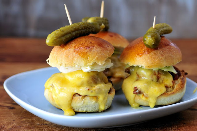 Mini Burgers with Chicken Bacon Meatballs with Marinara Sauce