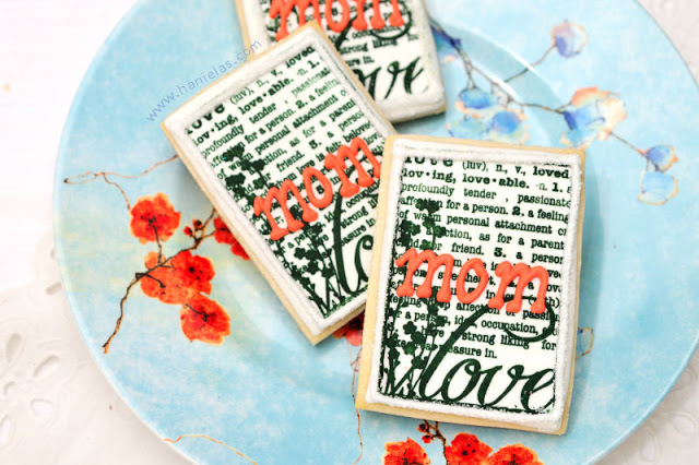 Mother’s Day Cookies, Using Stamps on Frosting Sheets