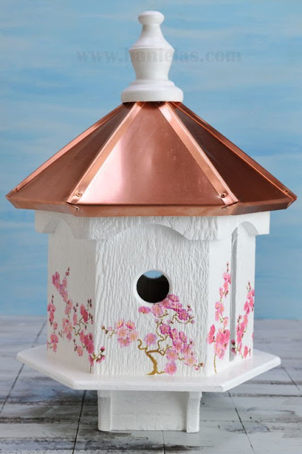 Cherry Tree Birdhouse, Napkin Decoupage Video Tutorial