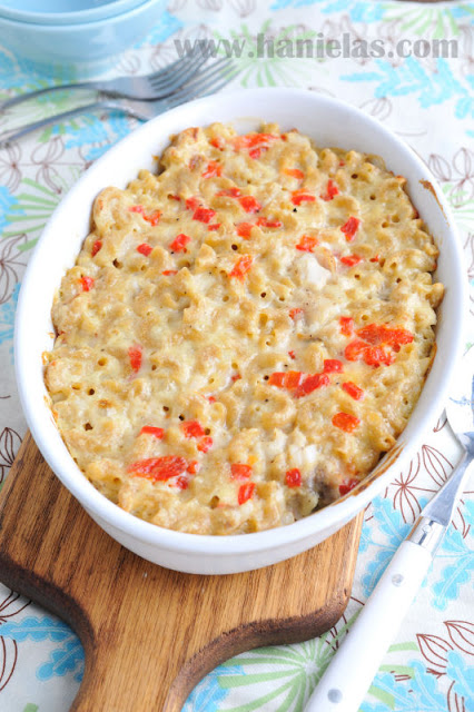 Tilapia and Roasted Pepper Cheese Pasta Casserole