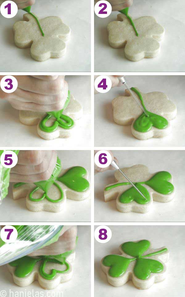 Flooding a cookie with icing.