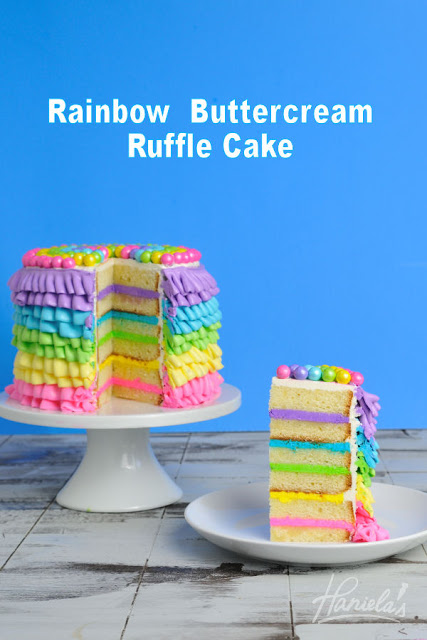 Rainbow Buttercream Ruffle Cake