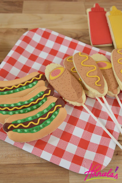 Hot Dogs, Corn Dogs and Condiment Bottle Cookies