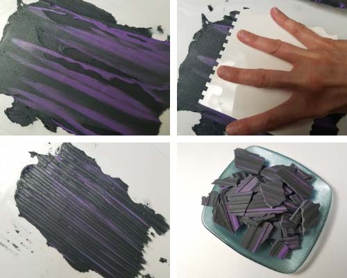 Using a decorating comb to create texture in royal icing.