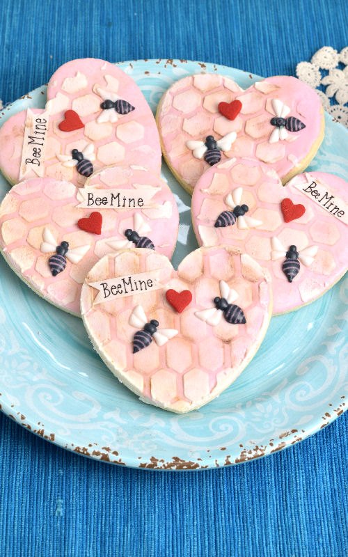 Bee Mine Honeycomb Valentine’s Day Cookies