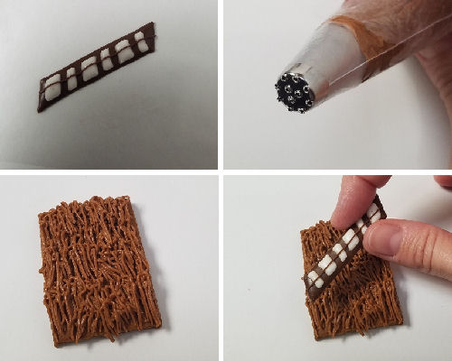 Piping royal icing with a grass tip.