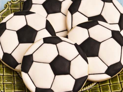 Black and white soccer ball cookies.