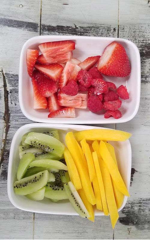 Fruit cut up for Dessert Sushi making