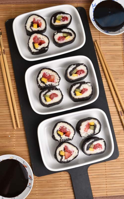 Make Fresh Fruit Dessert Sushi