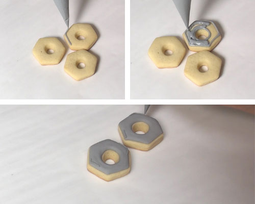 Hexagonal washer cookies.