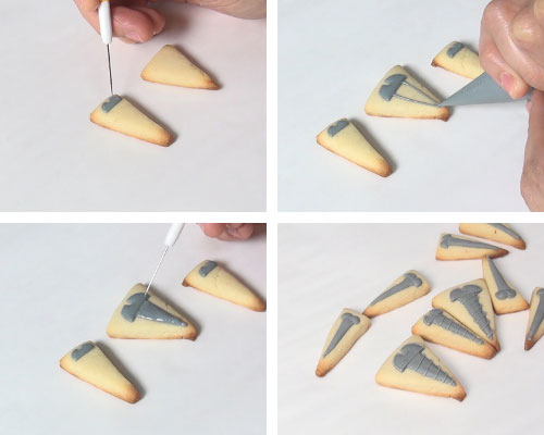 Gray screws decorated cookies.