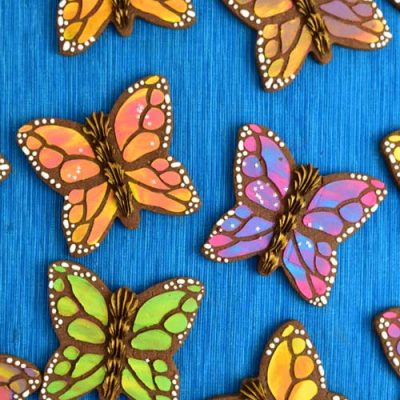 Colorful monarch butterfly cookies.