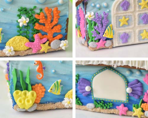 Gingerbread house decoration details.