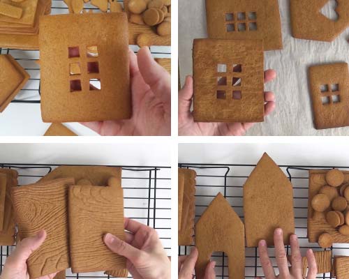 Baked and cooled gingerbread layered on a cooling rack.