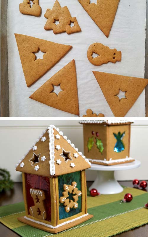 Cookies decorated with melted candies.