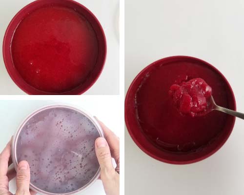 Cooled cranberry puree in a bowl.