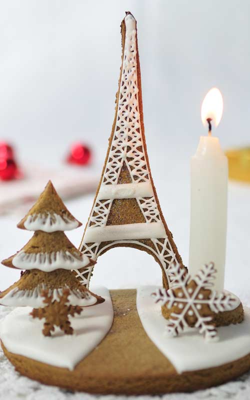 Gingerbread centerpiece with a candle.