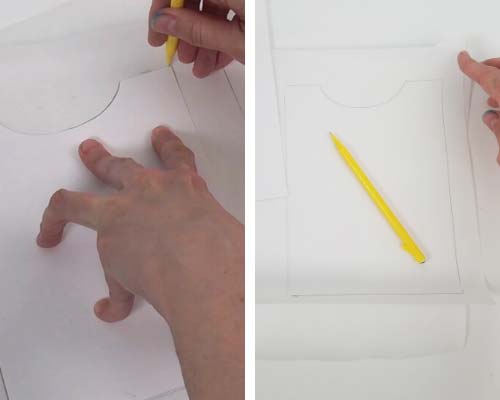 Tracing template onto a parchment paper.