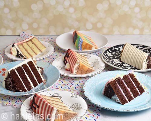 Cake slices on plates.