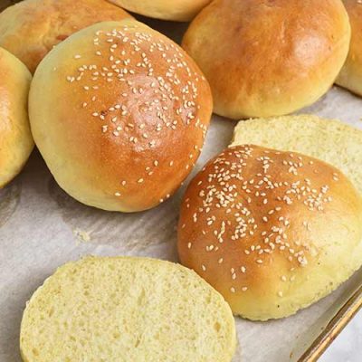 Baked hamburger buns.