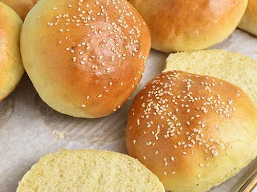 Baked hamburger buns.