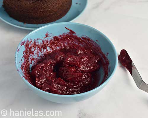 Fruit cake filling in a bowl.