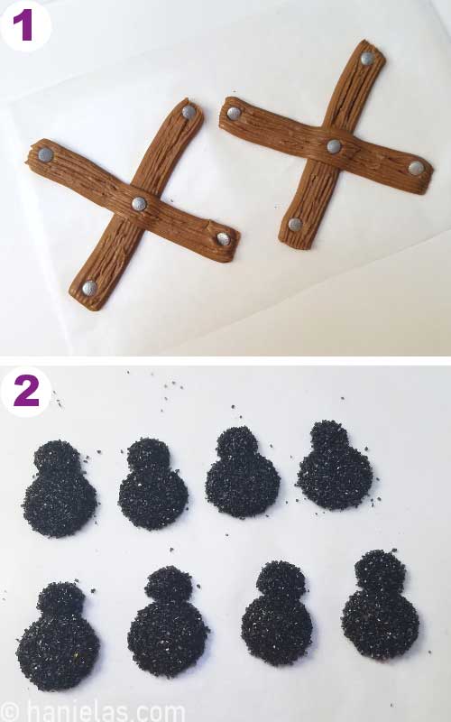 Royal icing transfer on a wax paper.