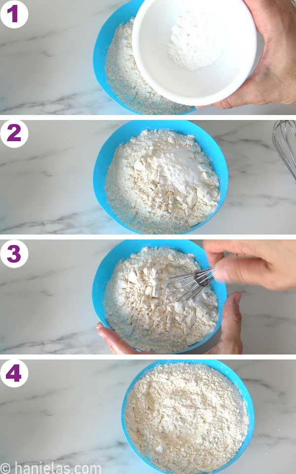 Bowl with flour, salt and baking powder.