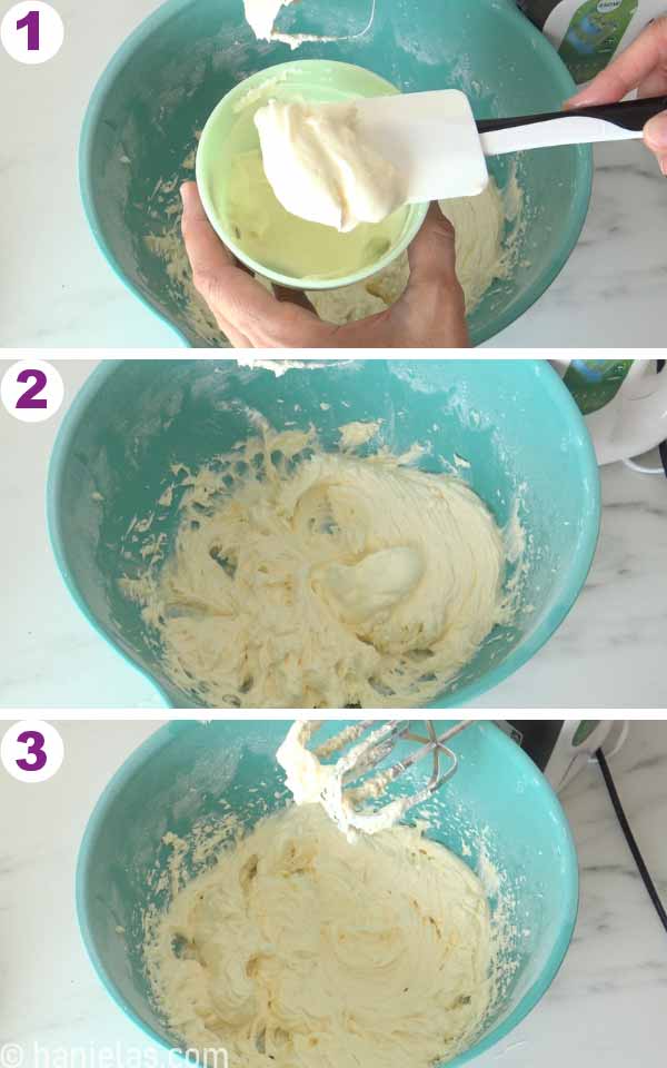 Spatula with sour cream.