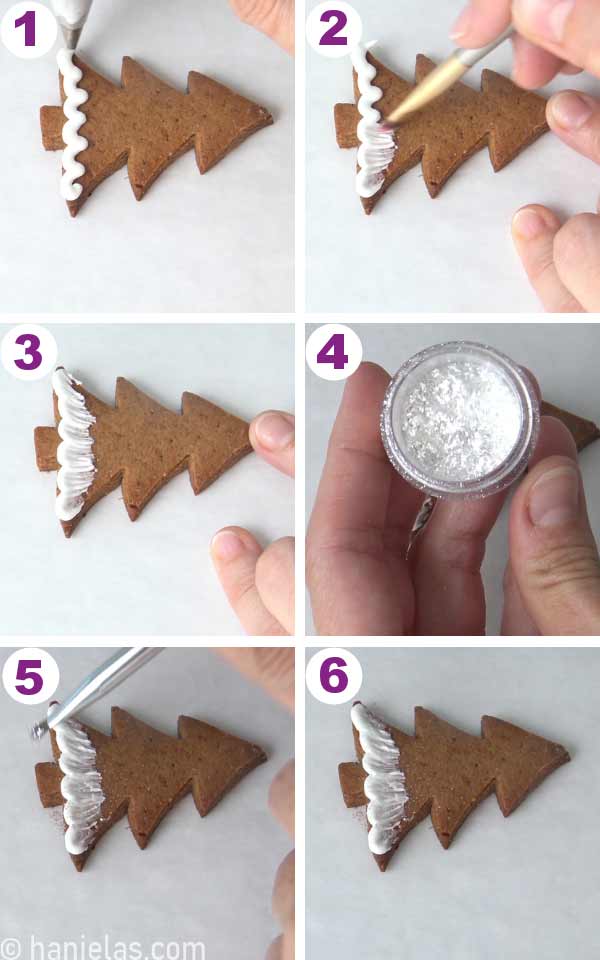 Dusting icing with edible sparkle dust.