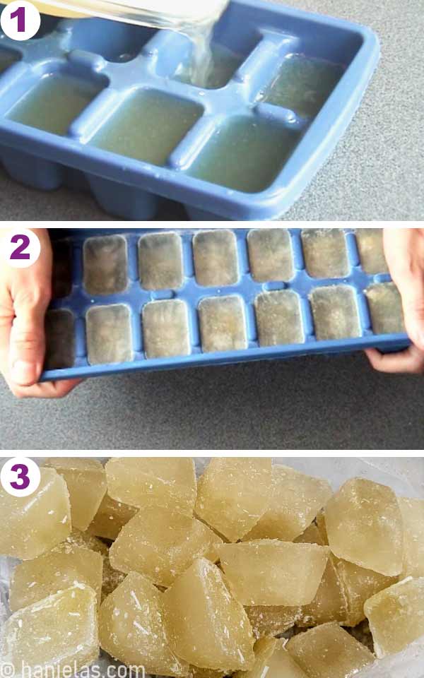 Frozen chicken stock cubes.