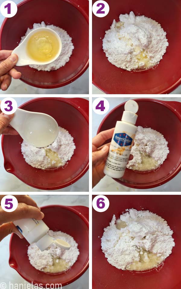 Ingredients for icing in a large bowl.