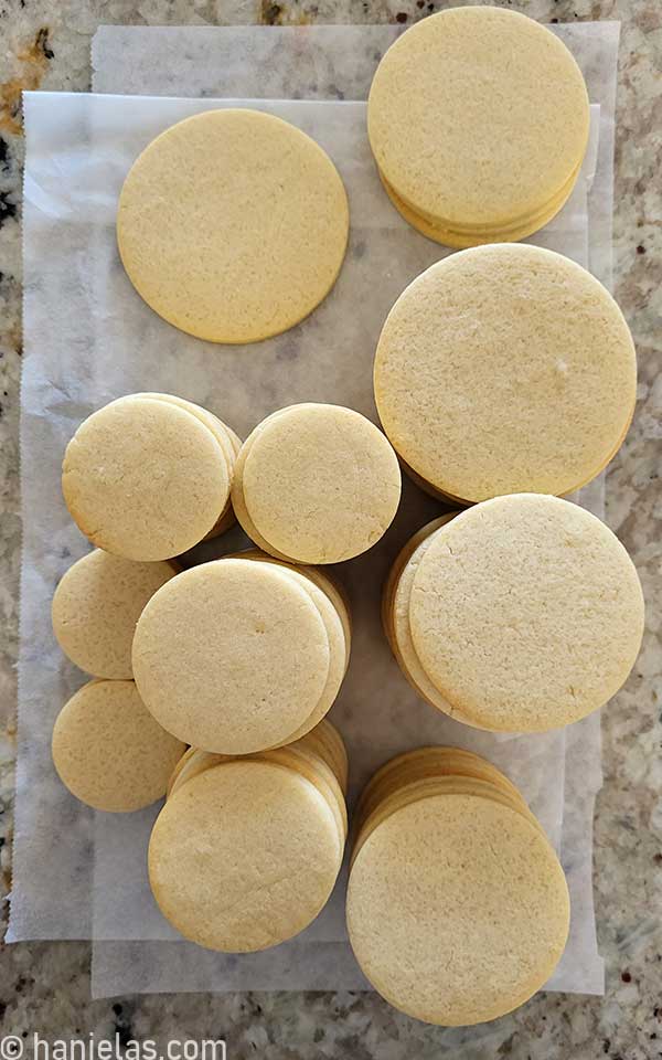 View from above, stacked round cookies.