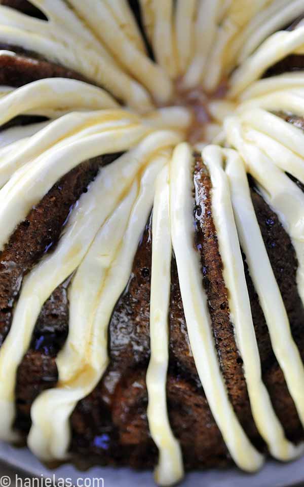A close of Bundt cake center.