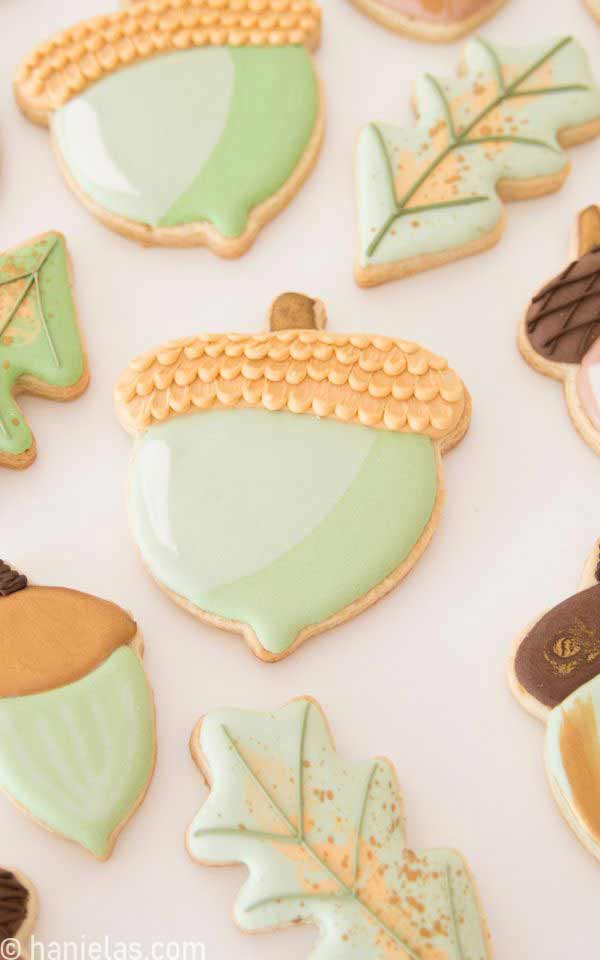 A detail of decorated sugar cookie with royal icing.