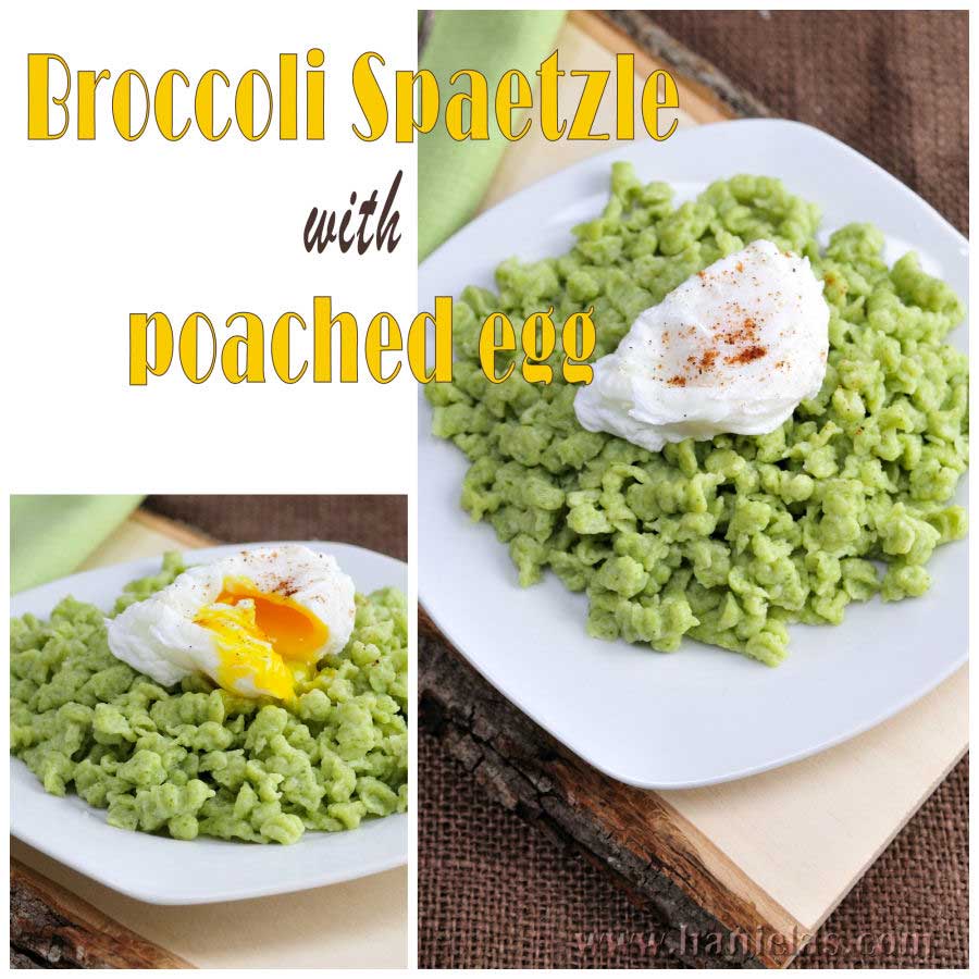 A poached egg atop green paste.