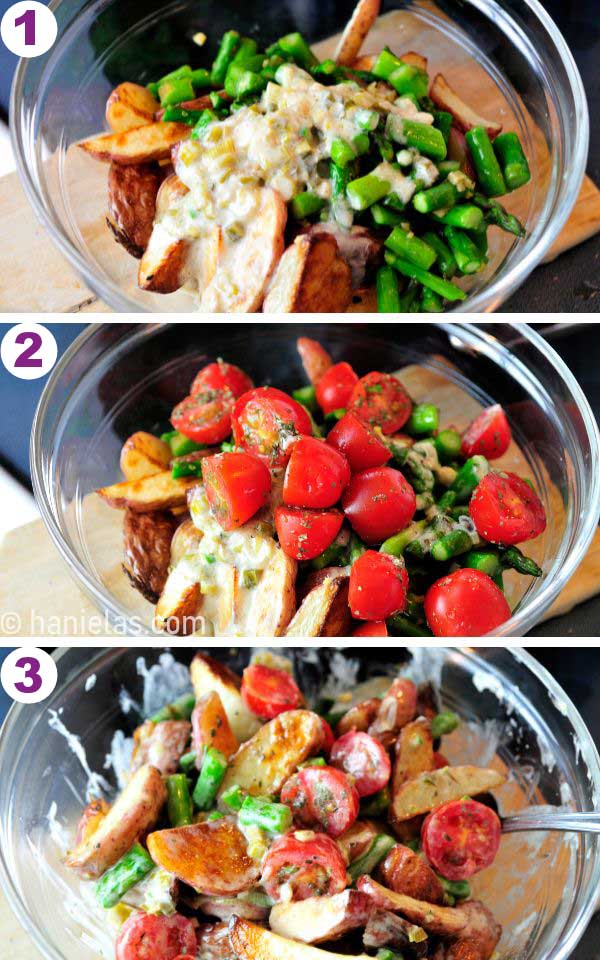 A glass bowl with mixed salad.