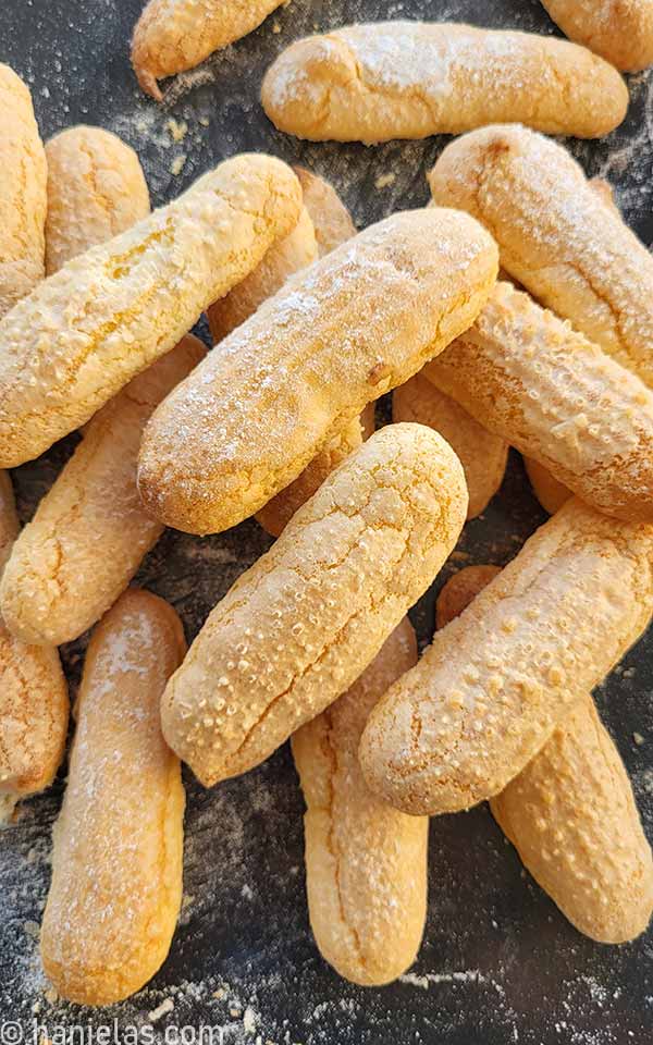 Sponge cookies on a baking sheets.